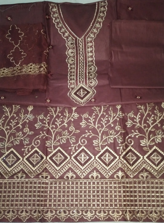 High Quality Cotton Fabric Un Stitched Maroon