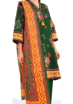 Alkaram 3 Pc Printed Lawn Suit With Printed Lawn Dupatta