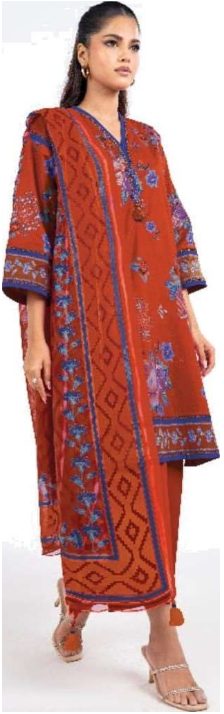 Alkaram 3 Pc Printed Lawn Suit With Printed Lawn Dupatta