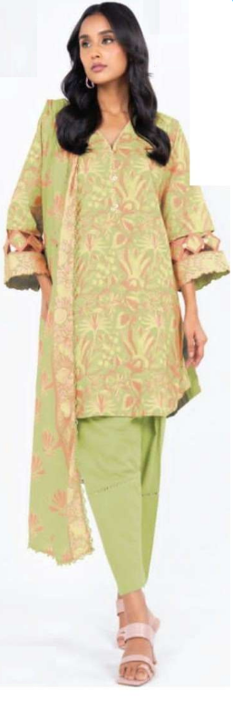 Alkaram 3 Pc Printed Lawn Suit With Printed Lawn Dupatta