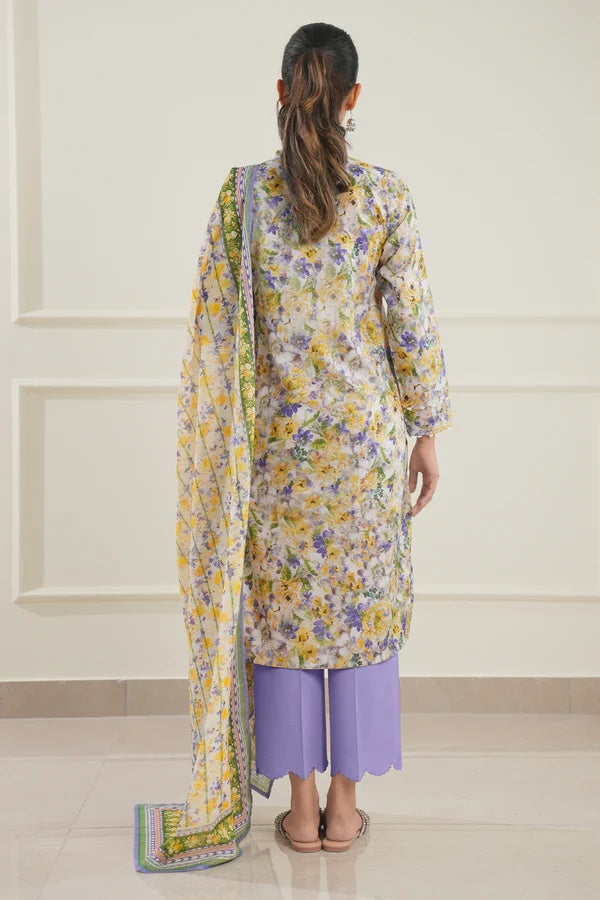 Saya Unstitched Printed Lawn 3 Piece Yellow Lawn Dupatta